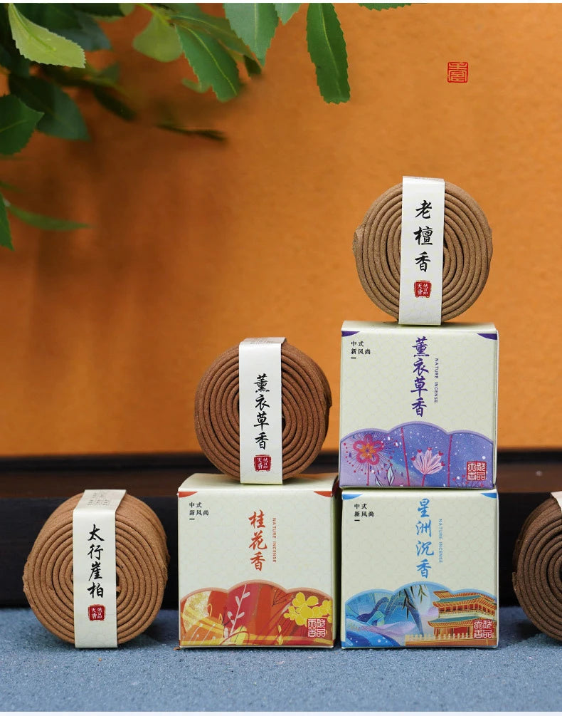 PINNY 2 Hours Natural Coil Incense Floral Scent Spiral Incense Rose Osmanthus Sandalwood Scent Purifying Air Worship Buddha
