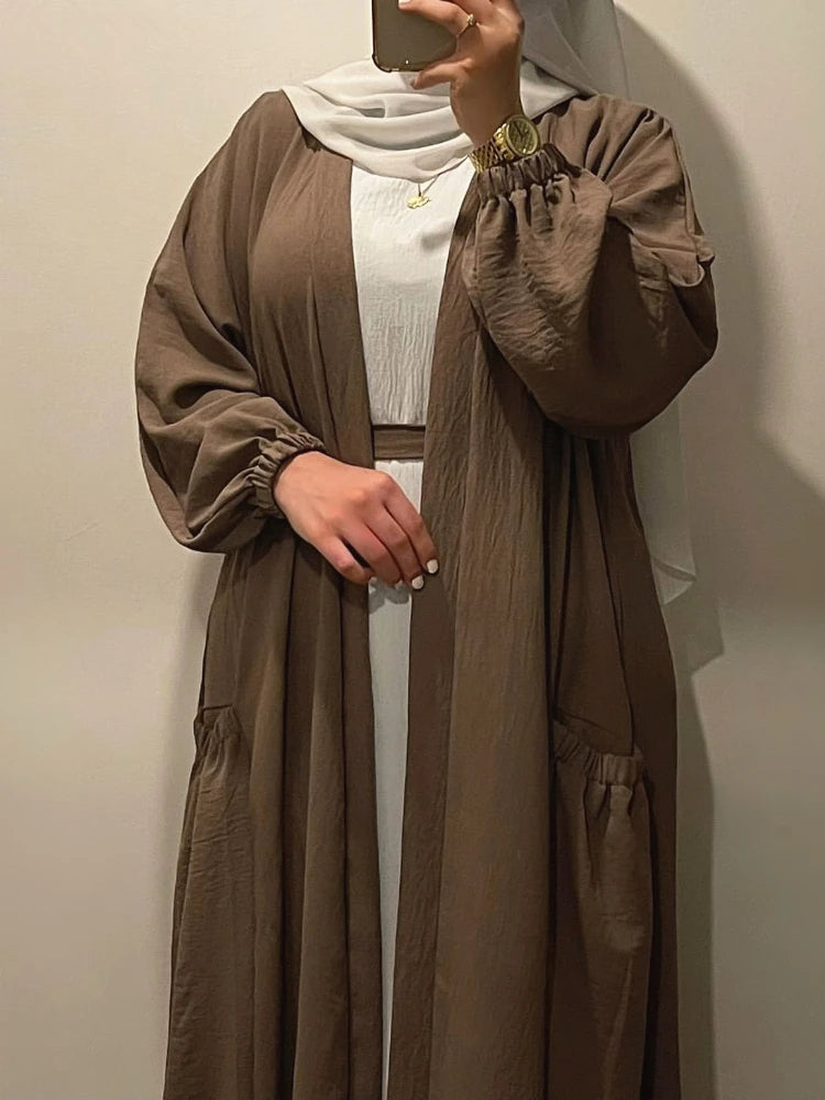 Ramadan Eid Abaya Dubai Turkey Hijab Dress Muslim Woman Kimono Modest Kaftan Robe Femme Islamic Clothing Open Abayas for Women