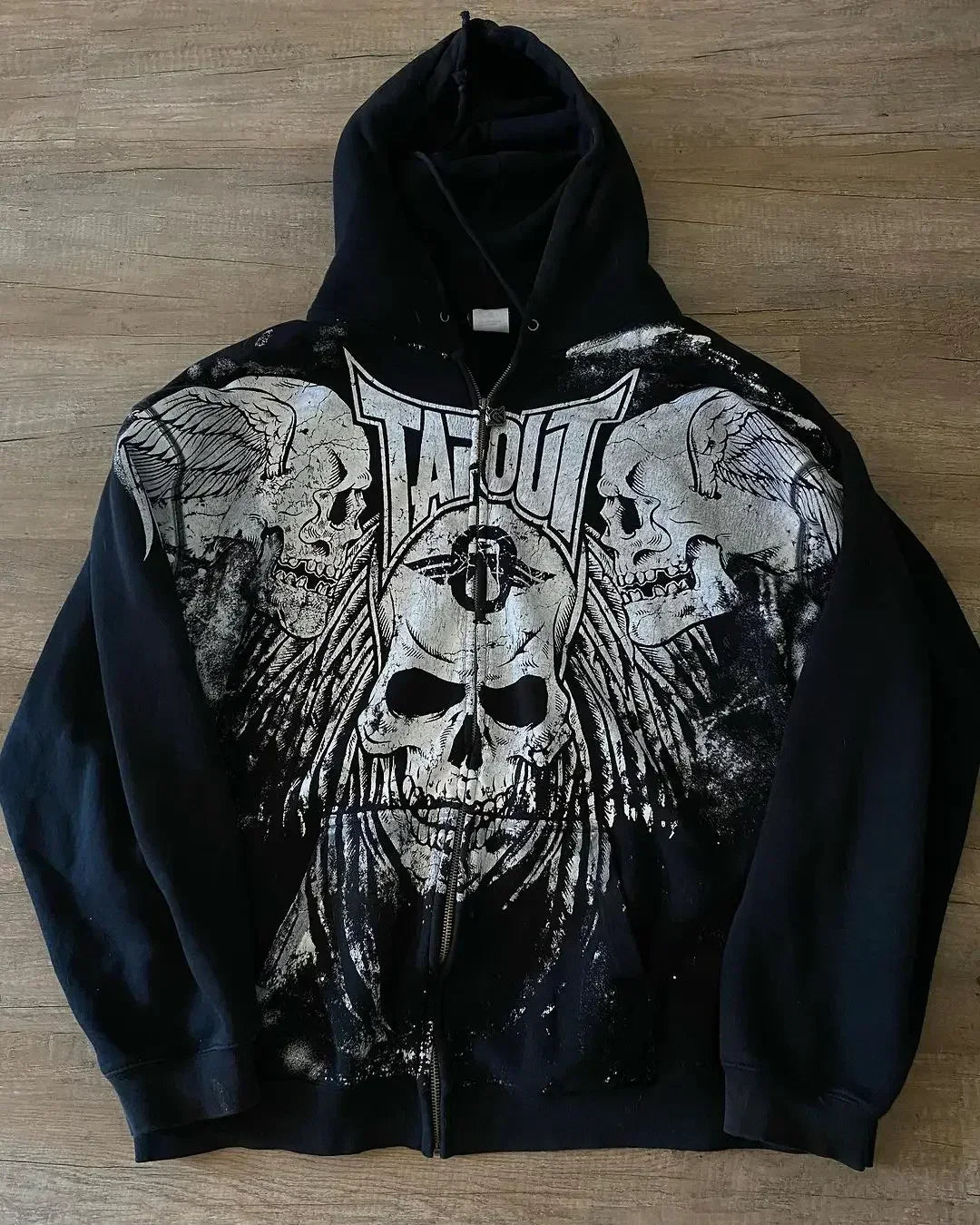 American Y2K vintage hoodies gothic pattern zip up hoodie winter womens mens hip hop long sleeve coats loose hooded sweatshirt