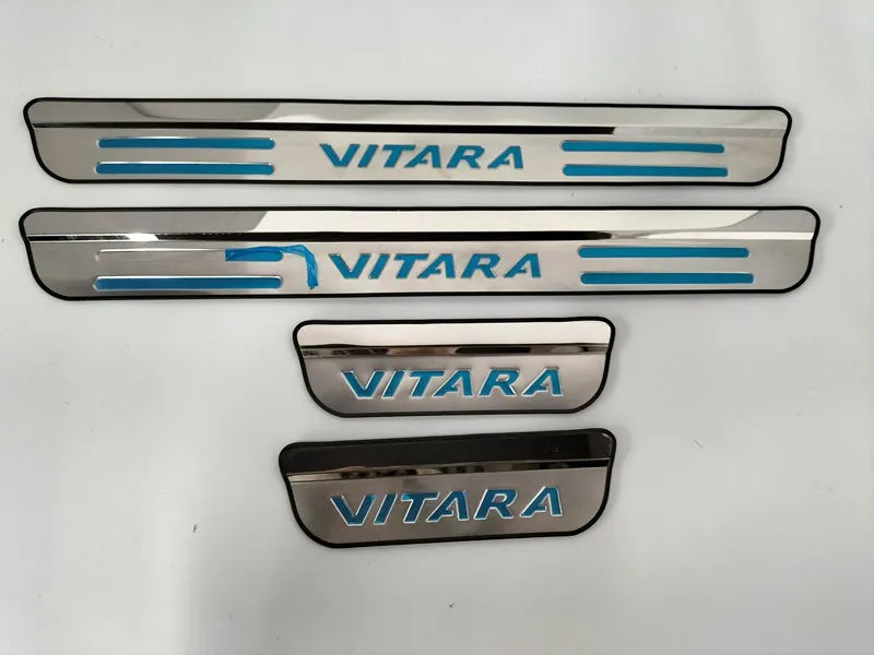 4Pcs/Lot Auto Stainless Steel Scuff Plate Decoration Cover Door Sill Pedal For 2015-2021 Suzuki VITARA LY Car Accessories