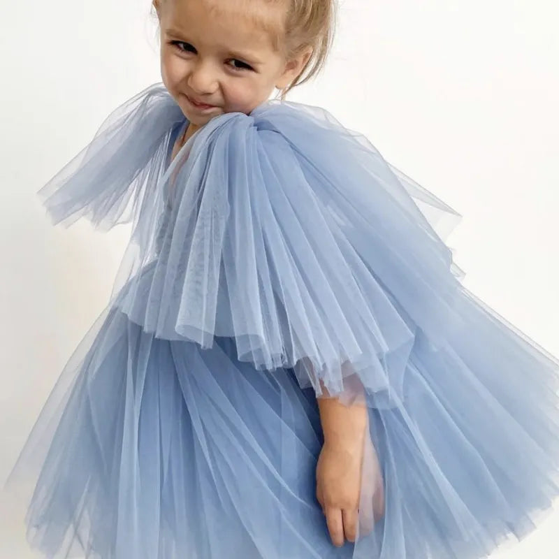 Fashion Baby Girl Princess Tutu Dress Cap Sleeve Infant Toddler Gauze Vestido Party Wedding Pageant Birthday Baby Clothes 1-12Y