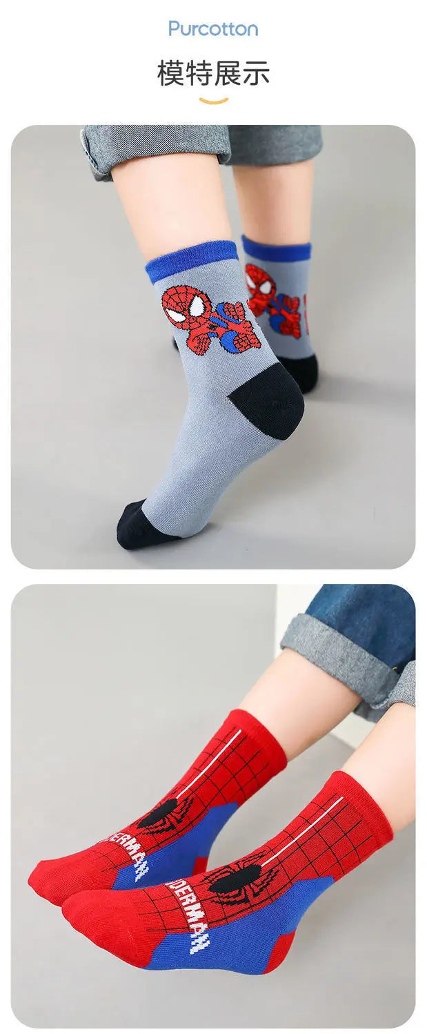 Disney Baby Socks Spiderman Cartoon Anime Hero Cotton Boys Tube Socks Children Autumn Winter Kids Socks Random 1pair