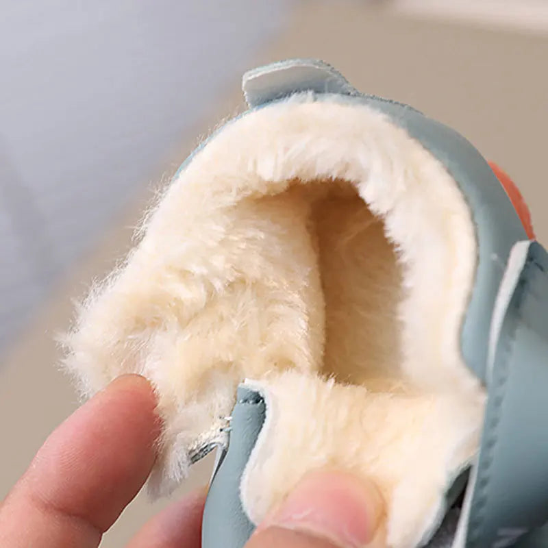 Newborn Baby Girls Boys Shoes Soft Non-slip Infant Toddler Leather First Walkers Autumn Winter Plush Warm Kids Cartoon Sneakers