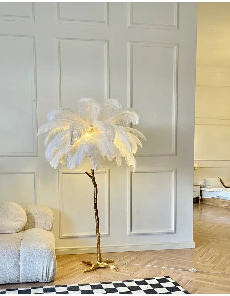 Nordic Feather Floor Lamp Light Luxury Internet Celebrity Ostrich Ins Live Broadcast Room Decoration Atmosphere Table