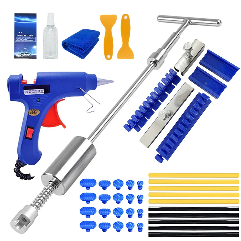 Auto Dent Repair Tools Kit Car Body Sheet Metal Paintless Bump Removal Reverse Hammer Kit Blue Tabs Set Pull Traceless Remover