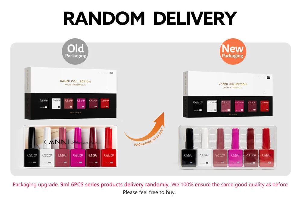 CANNI 6pcs/Lot UV LED Nail Gel Polish HEMA FREE Colorful High gloss Fashionable Unique Deep Red Velvet Reverie Kit 9ml Set-2309