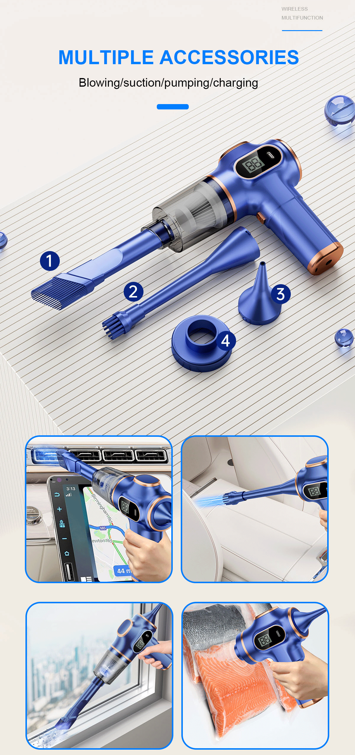 Car portable blow-svacuum cleaner Car and home Usb charging High power strong suction handheld small wireless car vacuum cleaner
