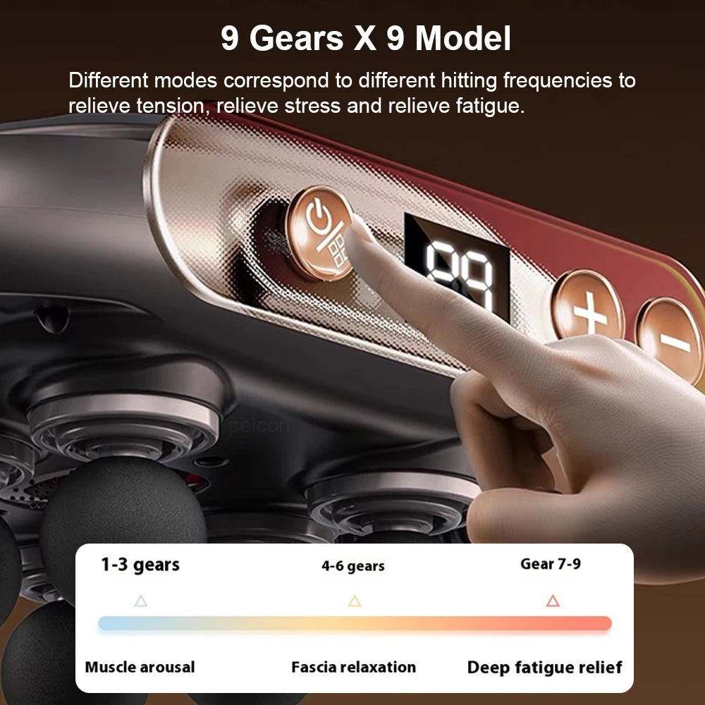 Fascia Gun 6 Heads Massage Gun Muscle Relaxation Electric Massager Deep Tissue Muscle for Pain Relief for the Whole Body