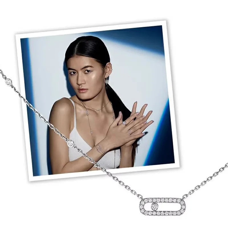 Classic Luxury AAA Cubic Zirconia Geometric Bracelet for Women Fashion Stainless Steel Cuff Bracelet New Jewelry Accessories