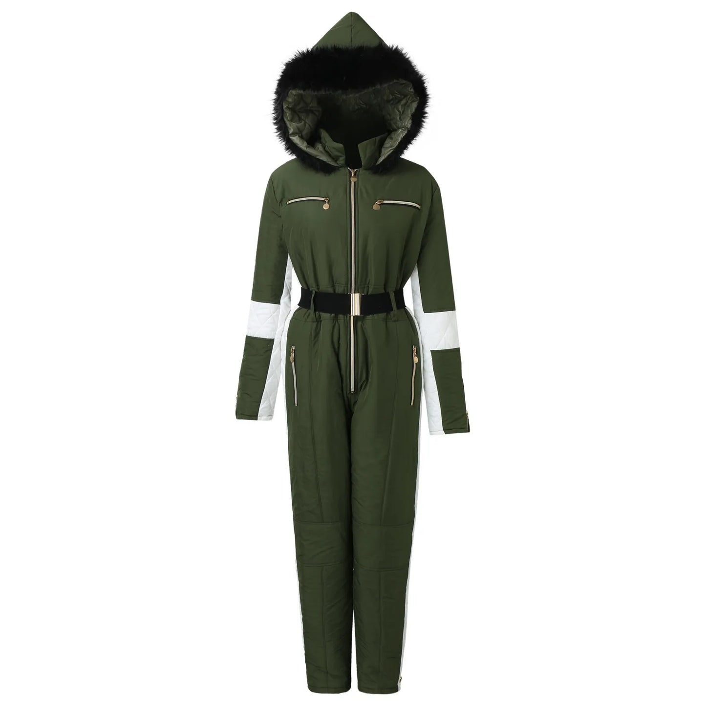 Outdoor Ski Jumpsuit Thick Winter Warm Jumpsuit Woman'S Snowboard Skisuit Outdoor Sports Skiing Pant Set Zipper Ski Suit Clothes