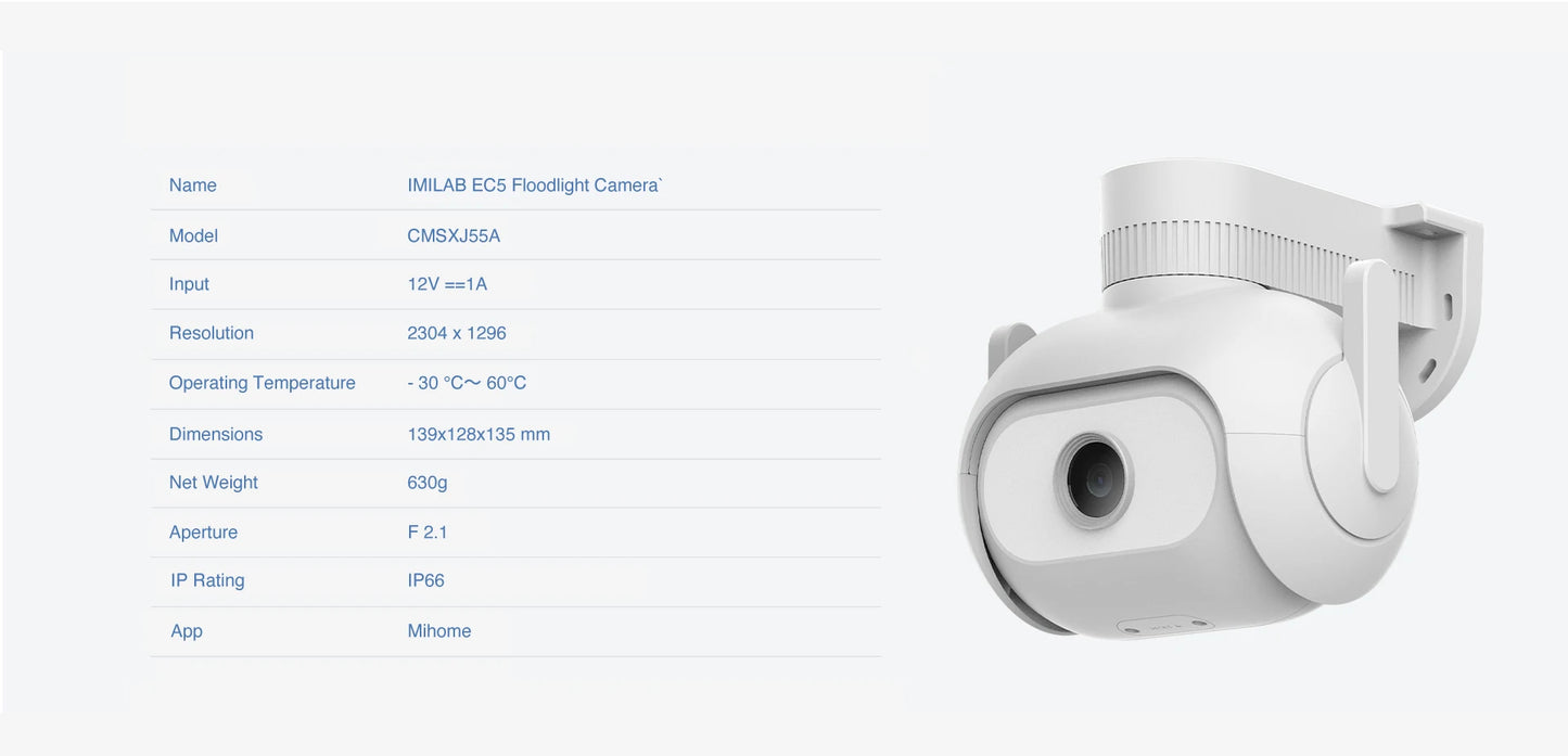 IMILAB Global Wifi Smart Outdoor Camera EC5 EC3 lite 2K Video Surveillance Floodlight Night Vision 360° Tracking For Mi Home APP