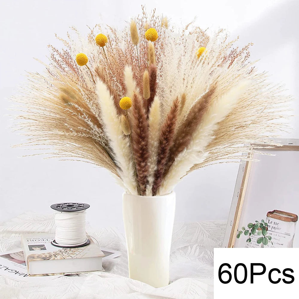 Pampas Grass Decor Boho Home Decor Bouquet Natural Fluffy Dried Flowers for Wedding Floral Arrangements Wall Farmhouse Table Dec