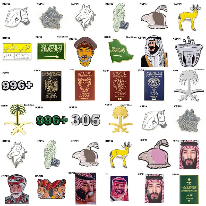 5pcs a lot Saudi Arabia Mobile Photo 3M Sticker Badge Metal Pin Broooches Pins