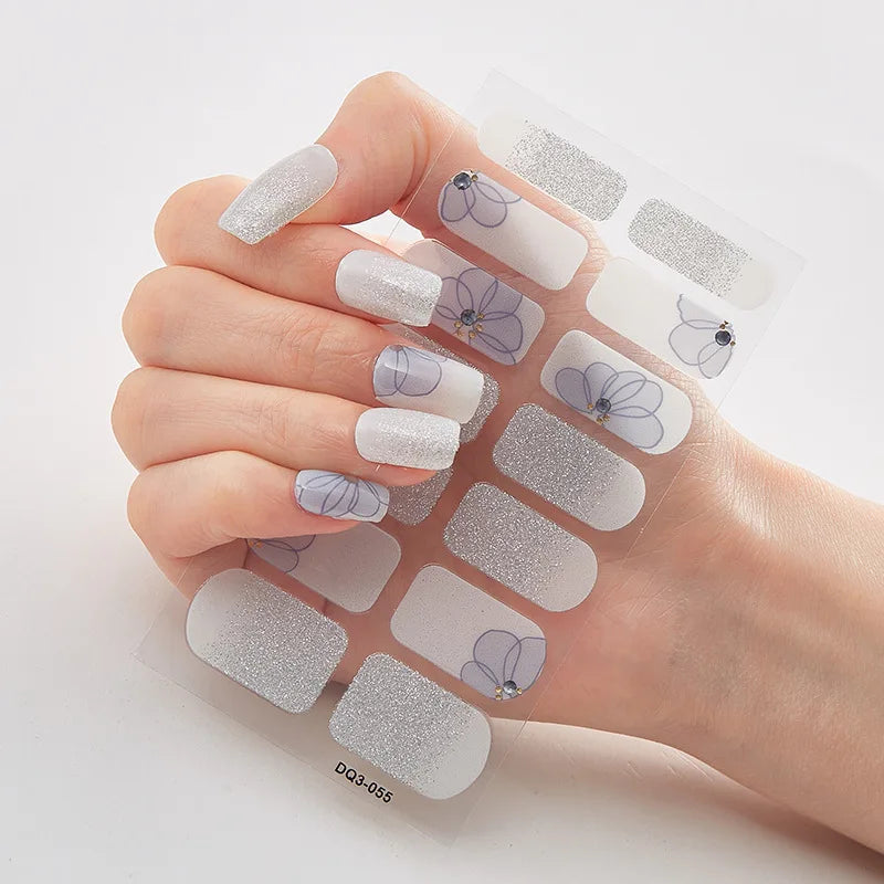 Semi Cured Gel Nails Art Stickers Fashion Solid Color Manicure Decal UV LED Lamp Need Gel Nail Decals Nail Sticker Decoration