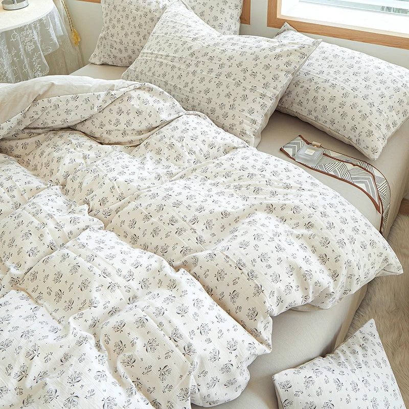 3pcs light gray Duvet Cover Set (1*Duvet Cover + 2*Pillowcase, Without Core), Fresh Flower Print Bedding Set, Soft Comfortable