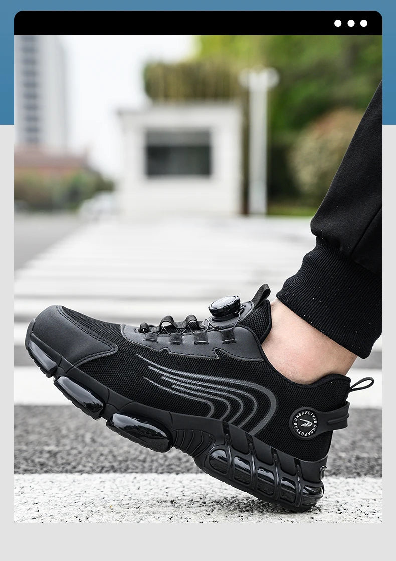Rotating Button Safety Shoes Men Work Sneakers Indestructible Shoes Puncture-Proof Protective Shoes Work Boots Steel Toe Shoes