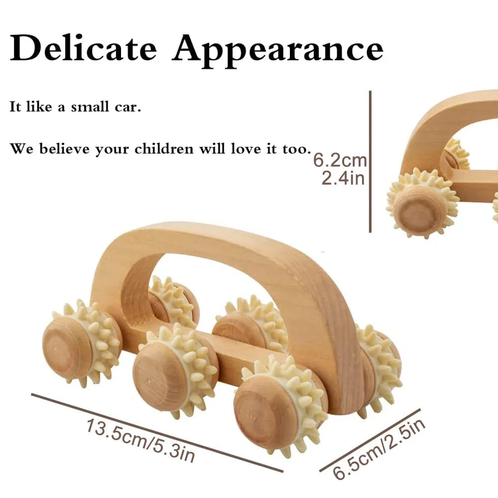 Manual Wooden Back Massage Roller Wood Massager Handheld Roller for Neck Leg Back Deep Tissue Muscle Massage Relax Body Shaping