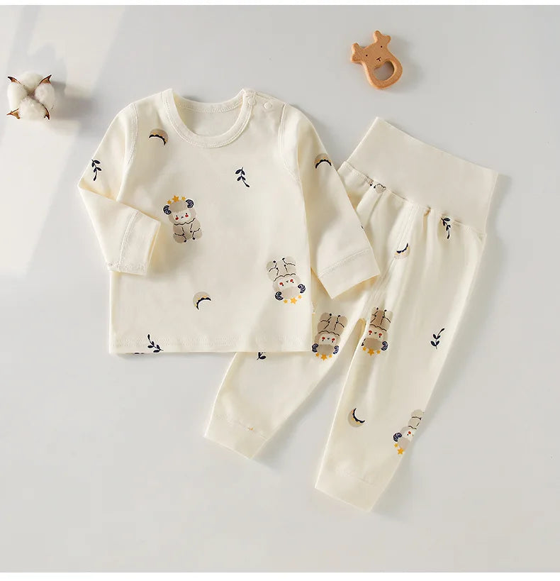 Children's 2-Piece Set Of Cotton Pyjamas Underwear Boneless A Toddler Long-Sleeved Trousers Baby Clothes Baby Clothes Homewear
