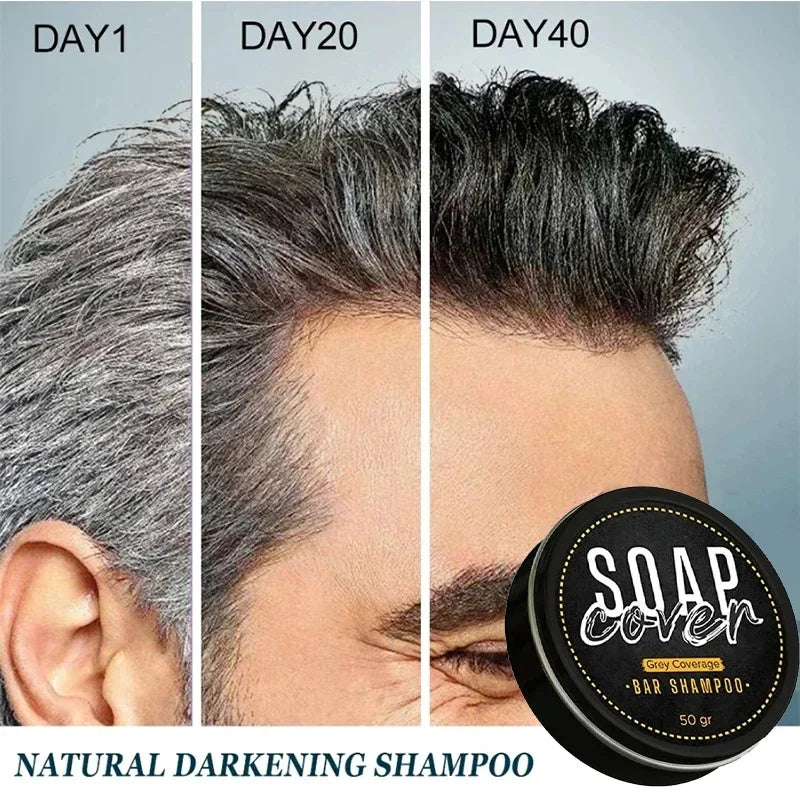 50g Black Hair Darkening Soap Shampoo Bar Fast Effective Repair Gray White Color Dye Hair Body Natural Product 2024 New