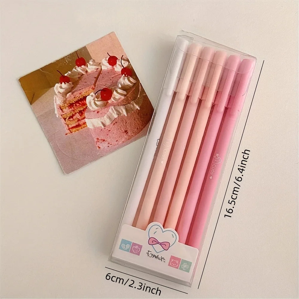 6Pcs Creative Cute Morandi Color Gel Pen Kawaii Quick Drying Student Writing Ballpoint Pen School Office Stationery Supplies