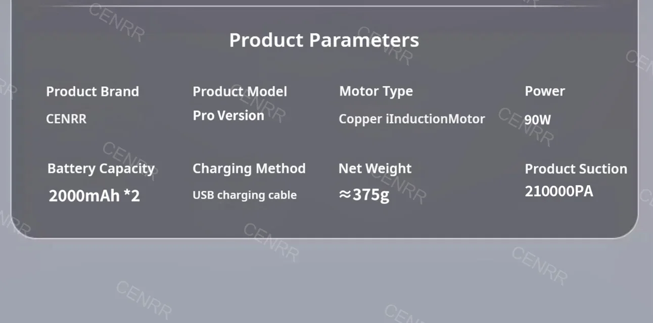 CENRR Car Vacuum Cleaner High Pressure 210000PA Wireless Vacuum Cleaner Cordless Vacuum Cleaner High Suction Cleaning Machine