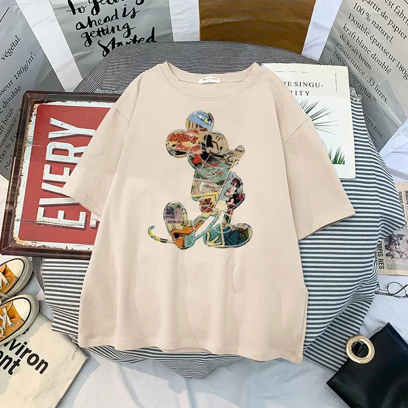 Anime Women Kawaii Mickey Mouse T Shirt Men Cute Minnie Mouse T-shirt Unisex Couple Tshirt Graphic Top Tees Male Female