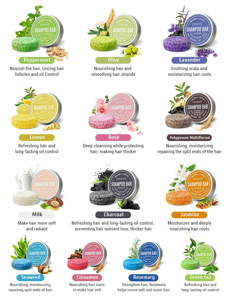 Shampoo Bar Hair Care Prevent Hair Loss Nourish Smooth Clean Solid Conditioner Soap Moisturizing Soothing Repair Damaged Hair
