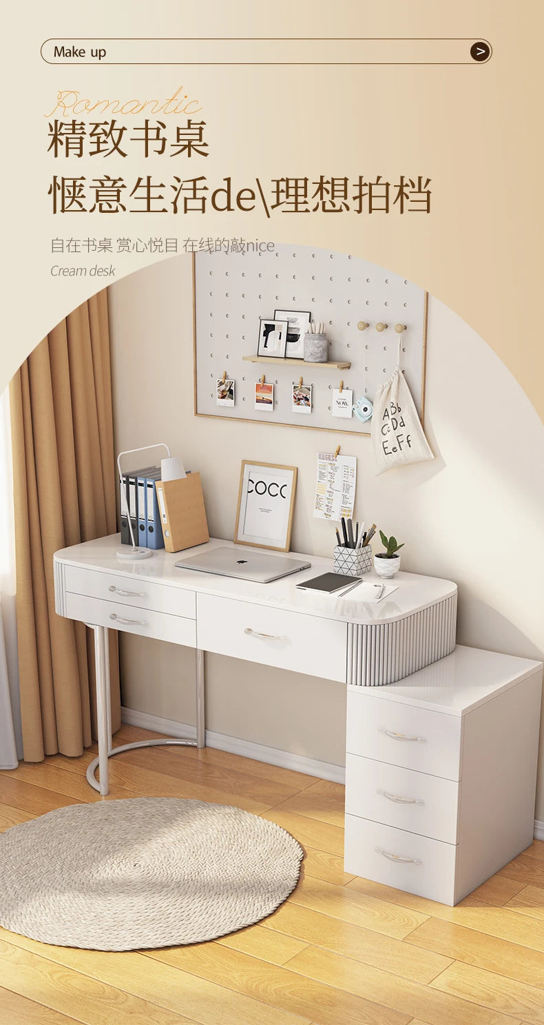 Cream wind small apartment dresser storage cabinet integrated white Nordic simple dressing table Internet celebrity glass makeup