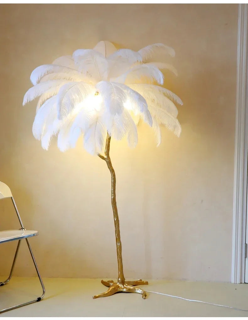 Nordic Feather Floor Lamp Light Luxury Internet Celebrity Ostrich Ins Live Broadcast Room Decoration Atmosphere Table