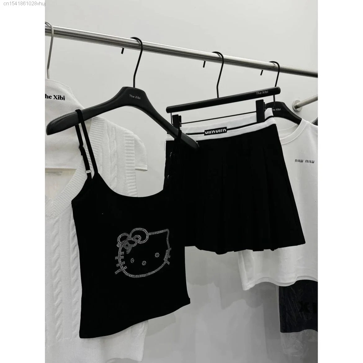 Sanrio Hello Kitty Diamond Tank Top With Bra Sexy Fashion Gothic Aesthetic Crop Top Y 2k Girls New Summer Youthful Woman Clothes