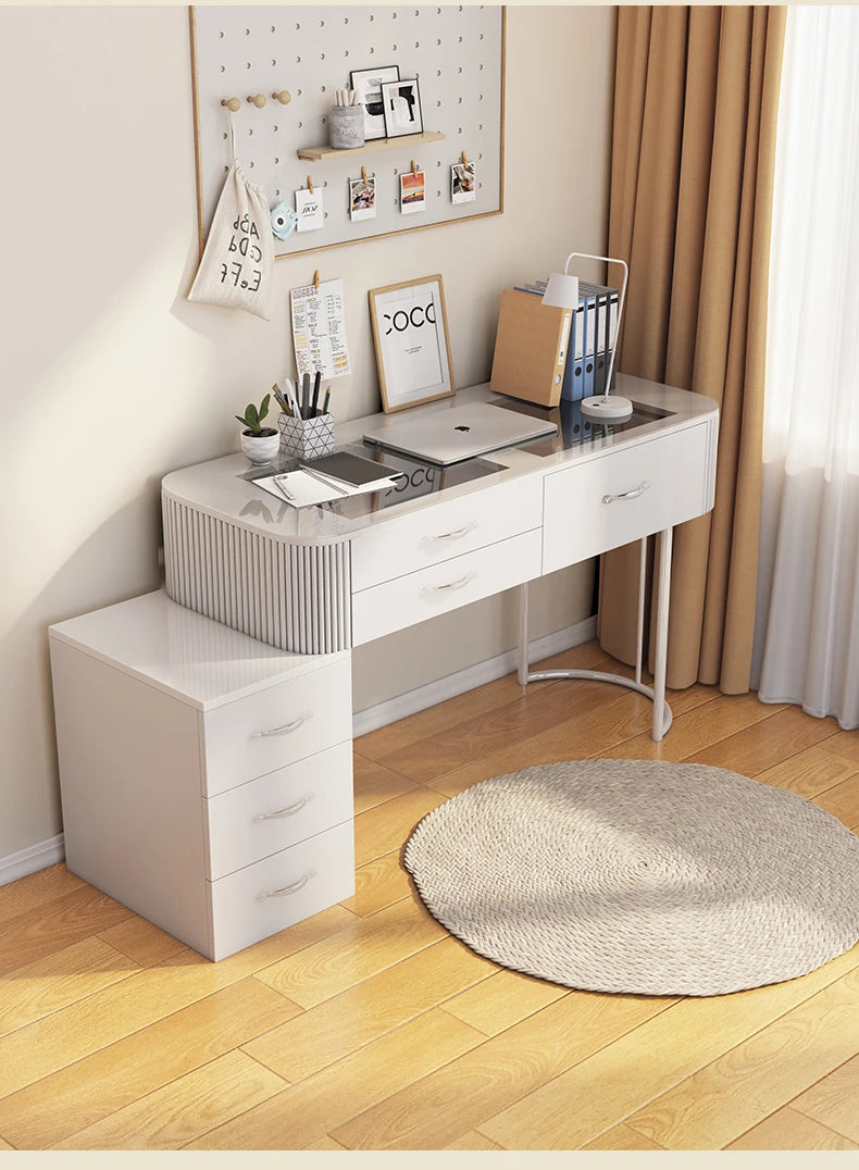 Cream wind small apartment dresser storage cabinet integrated white Nordic simple dressing table Internet celebrity glass makeup