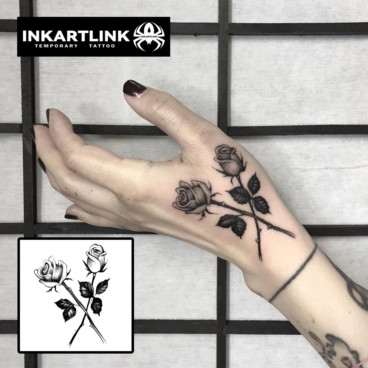 Rose with thorns Temporary Tattoo,Lasts To 15 Days New Technology Magic Waterproof Semi Permanent Sticker.
