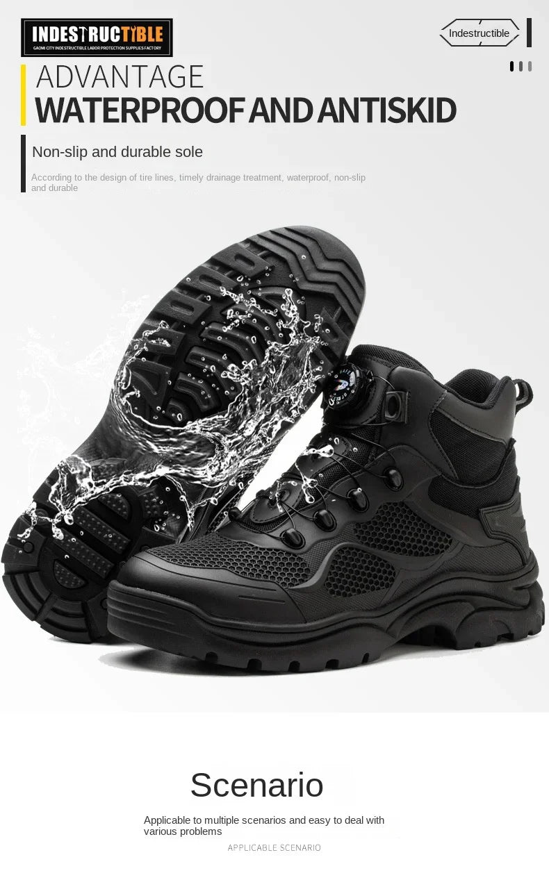 Rotary Buckle New Safety Boots Men Work Shoes Are Indestructible Steel Toe Protection Anti Impact Anti Puncture Safety Shoes Men