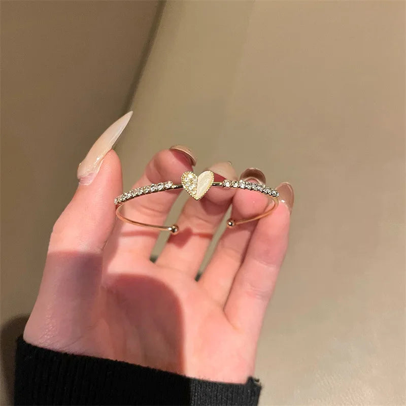 Gold Color Bracelet Set of Four Stainless Steel Sequins Rhinestone Bracelet Combination for Women Chain Bracelet Jewelry Gifts