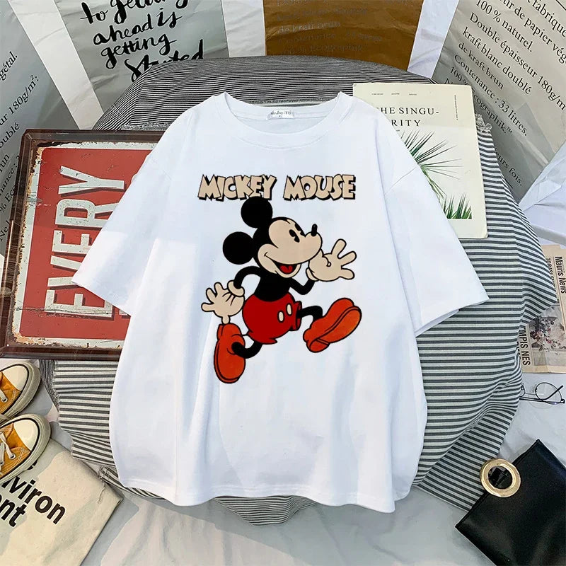 Anime Women Kawaii Mickey Mouse T Shirt Men Cute Minnie Mouse T-shirt Unisex Couple Tshirt Graphic Top Tees Male Female
