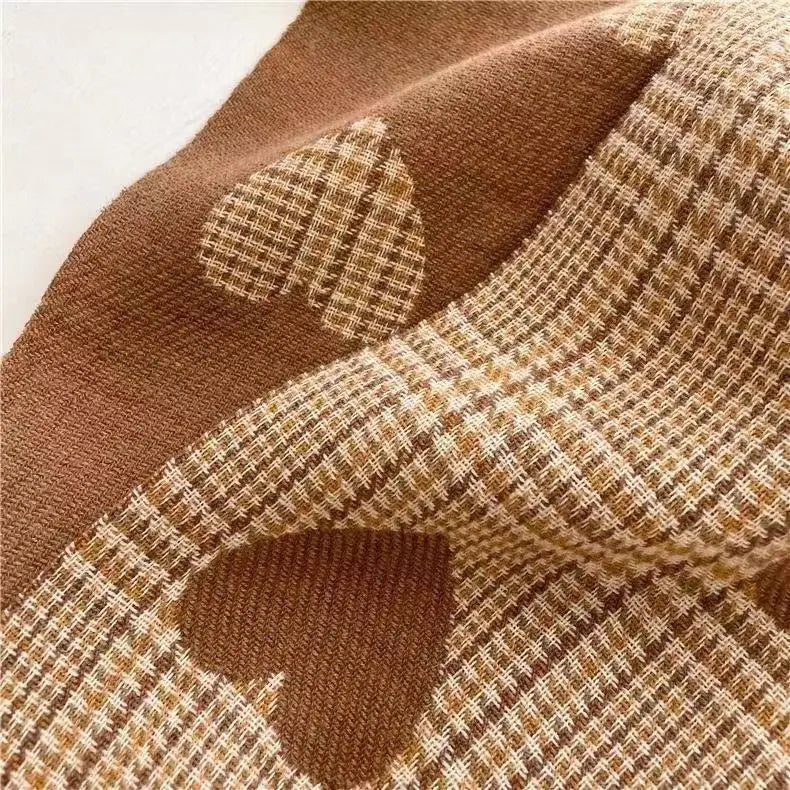 2023 New Double Side Cashmere Scarf Winter Women's Love Heart Plaid Ladies Long Thickened Warm Knitted Scarf Hijab Stole