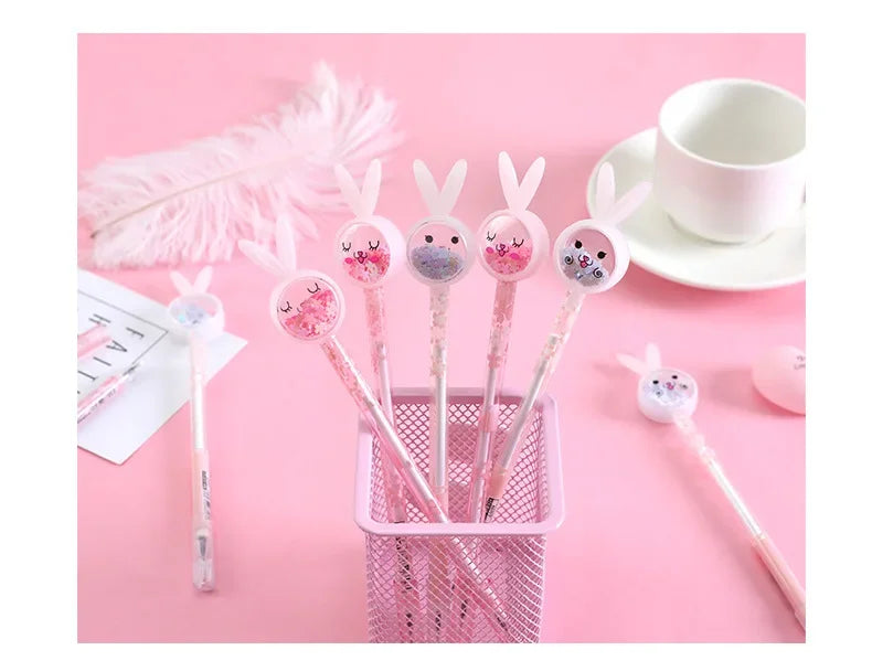 Cartoon Creative Bunny Ears Sequin Gel Pen Signature Pen Lovely Student Examination Writing Pen