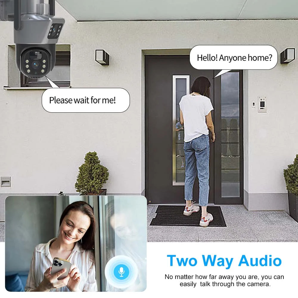 4K 8MP WiFi Solar Camera Outdoor Battery WiFi IP Cam Dual Lens Dual Screen Security-Protection Wireless Surveillance CCTV