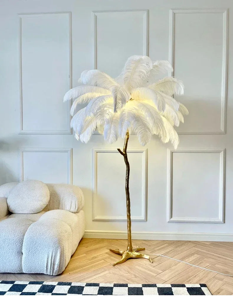 Nordic Feather Floor Lamp Light Luxury Internet Celebrity Ostrich Ins Live Broadcast Room Decoration Atmosphere Table