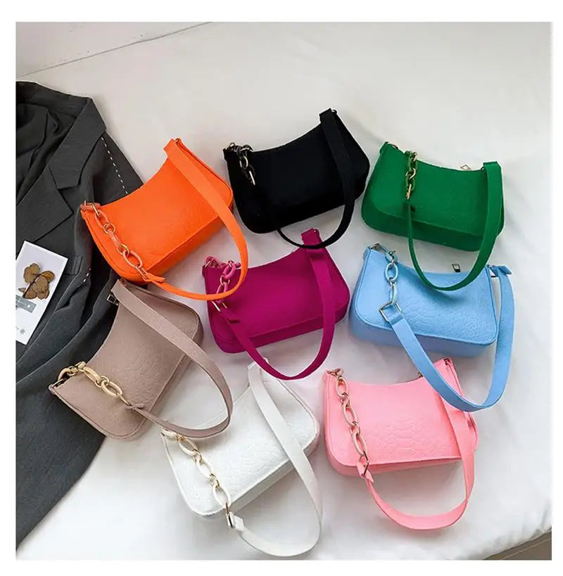 Fashion Felt Shoulder Bags For Women Women'S Subaxillary Bag Design Advanced Texture Armpit Handbags Purses Crescent Saddle Bag