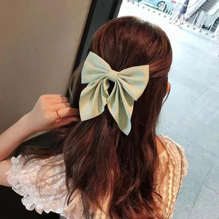 Fashion Sweet Bow Hair Clip Solid Color Girl Satin Butterfly Hair Clip Duck Mouth Clip Children's Hair Accessories