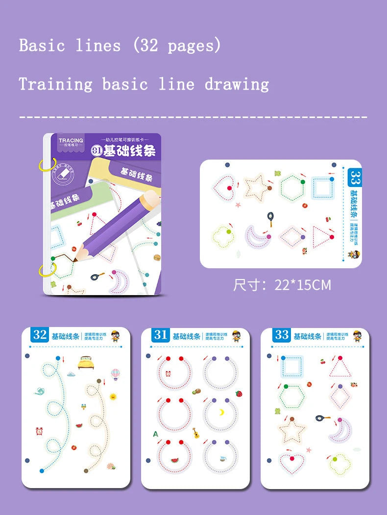 Practice Copybook Control Training Book Magical Tracing Workbook Reusable Magic Children Montessori Drawing Education Stationery