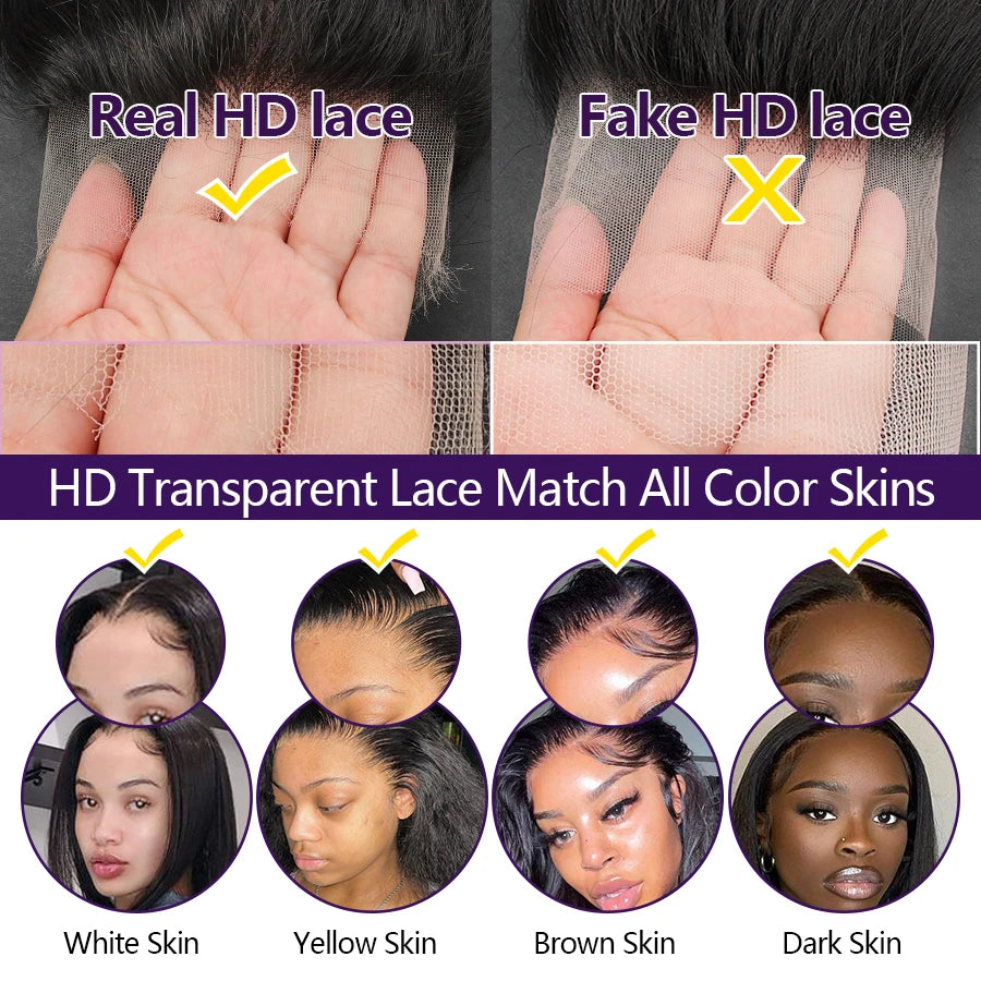 Body Wave 13x5 HD Transparent Lace Front 100% Human Hair Wig black 13x6 Lace Frontal Wigs 30 32 34 Inch Pre Plucked For Women
