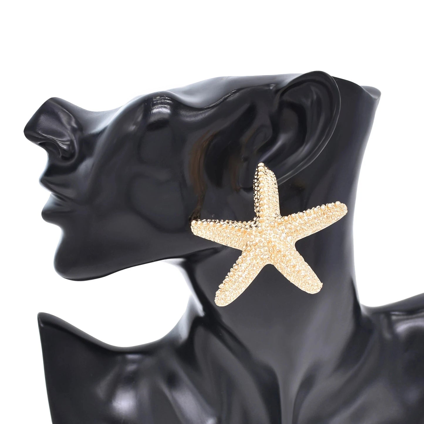 Golden Starfish Pendant Necklace Stud Earrings for Women Europ American Fashion Exaggerated Summer Marine Animal Jewelry Sets