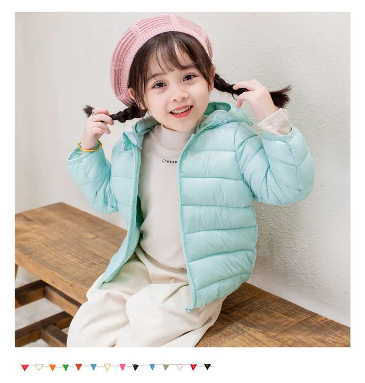 Cute Baby Girls Winter Clothes Kids Light Down Coats with Ear Hoodie Spring Girl Jacket Toddler Children Clothing for Boys Coat