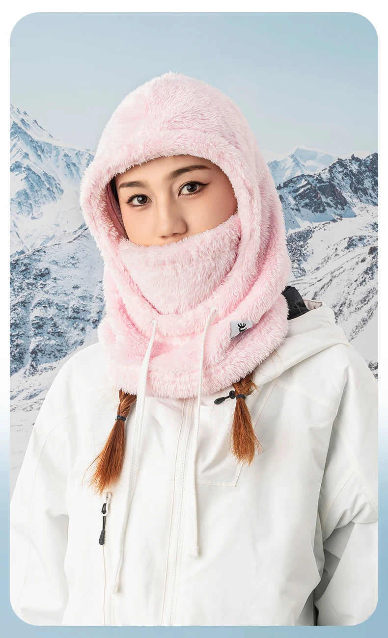 Qunature Skiing Mask Full Face Balaclava Hood Thicken Thermal Fleece Neck Protection Gaiter Winter Keep Warm Snowboarding Scarf