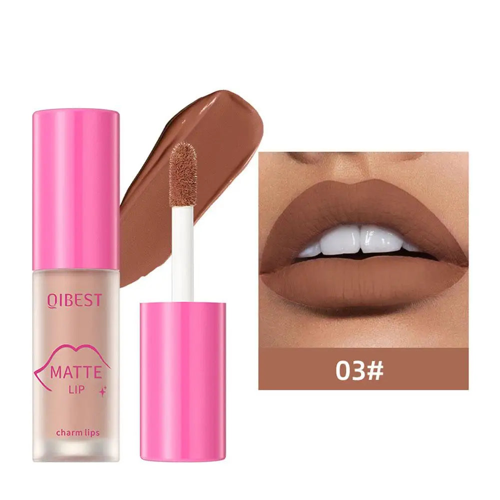 Dark Brown Lip Glaze Matte Liquid Lipstick Makeup Waterproof Gloss Cosmetics Tint Sexy Velvet Lip Pigment Red Lasting Lip O2s8