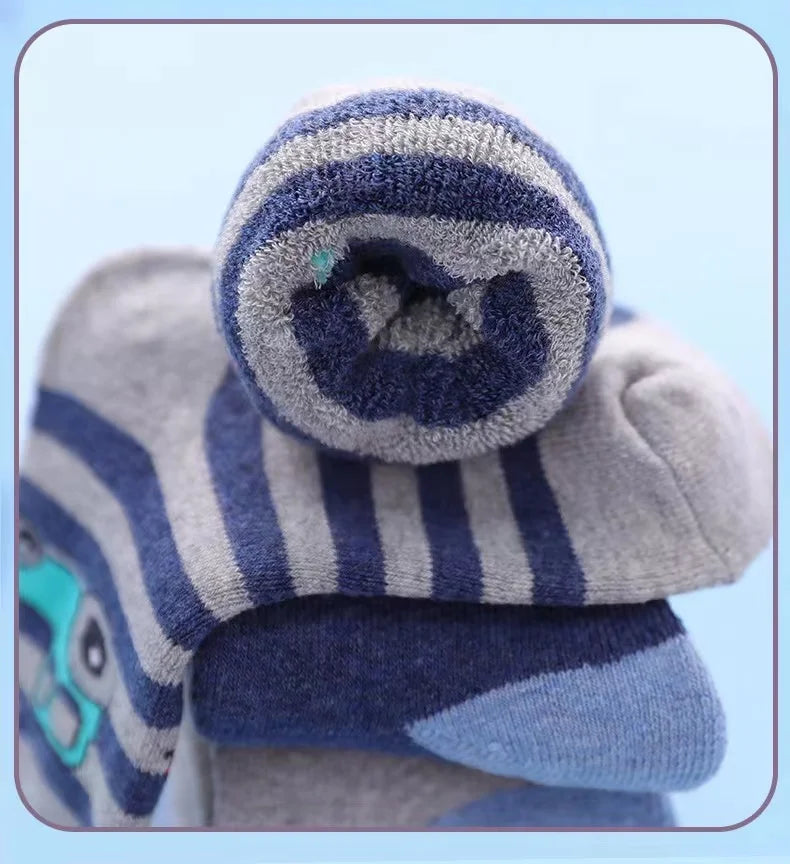 5Pairs 1-16Years Terry Socks for Children cartoon children's fashion wholesale to resell socks little car Delicate and soft
