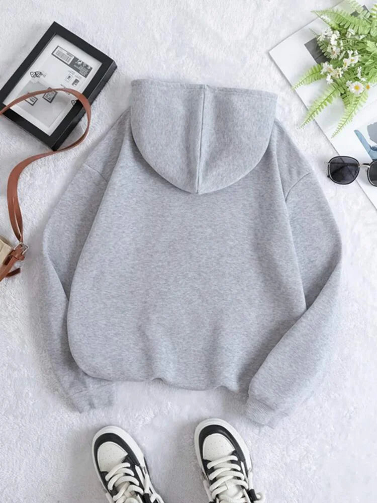 Korean Fashion Solid Color New in Hoodies & Sweat-shirt Woman Clothing Black Hoodie Pullover Women Hooded Sweatshirt Woman Coats