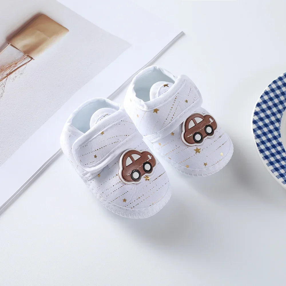 Cotton Newborn Baby Shoes Cartoon Pattern First Walkers for Girl Boy Plaid Soft Sole Walking Sandals 0-12month